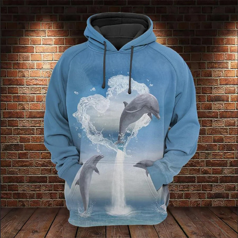 Dolphin Love Blue Sky Ocean Art – 3D Hoodie