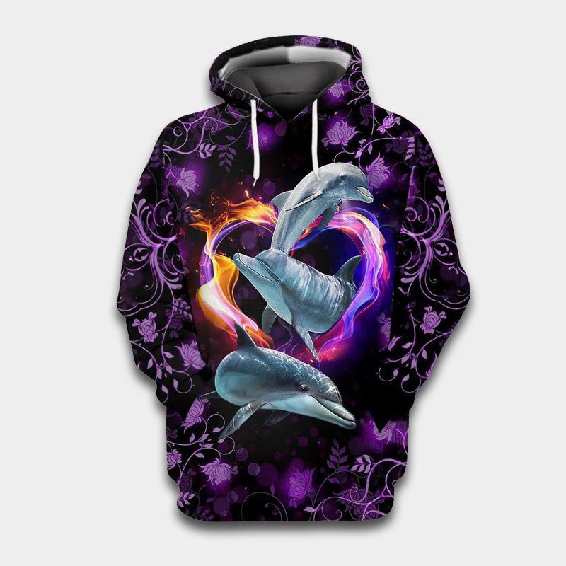 Dolphin Love Sea Purple Art – 3D Hoodie