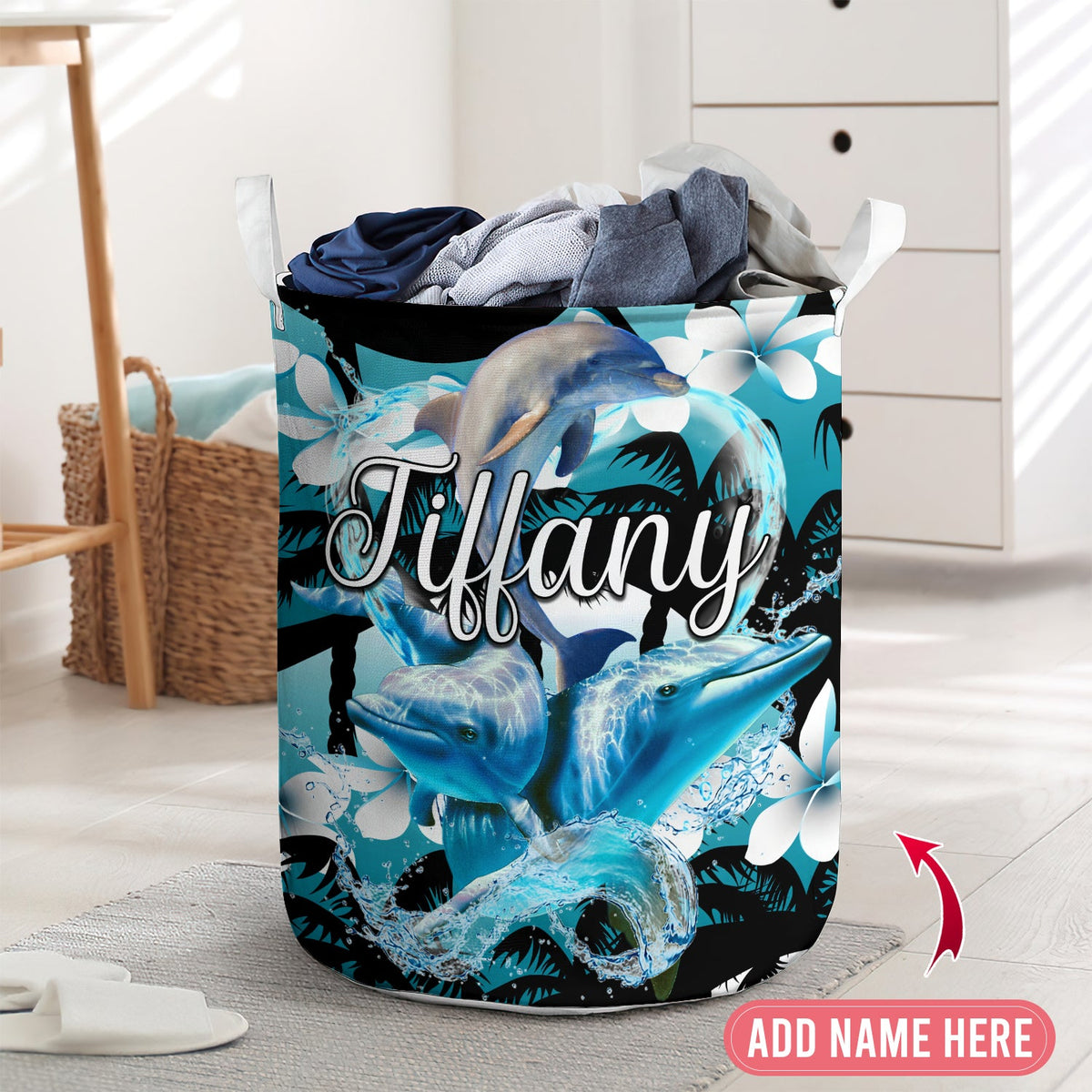 Dolphin lover in the ocean personalized - Laundry basket - LAUB05TNH280222-Owls Matrix