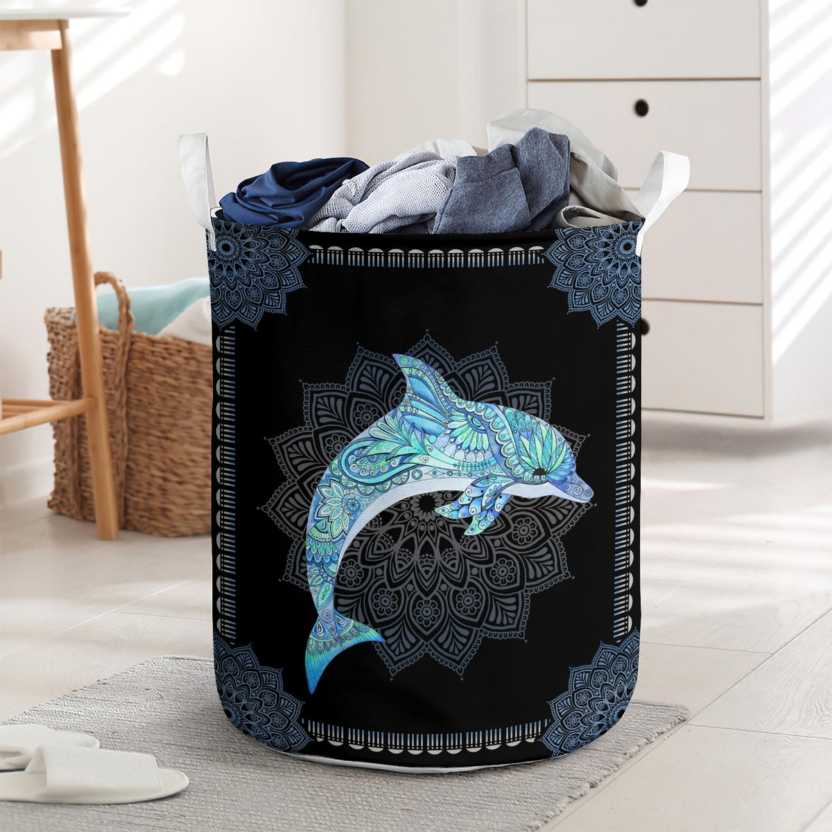 Dolphin mandala - Laundry basket - LAUB03LIN190222 - Owls Matrix LTD
