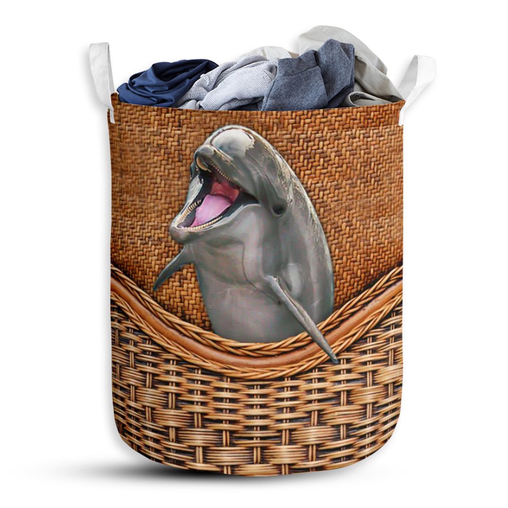 Dolphin Rattan Teaxture - Laundry Basket - Owls Matrix LTD