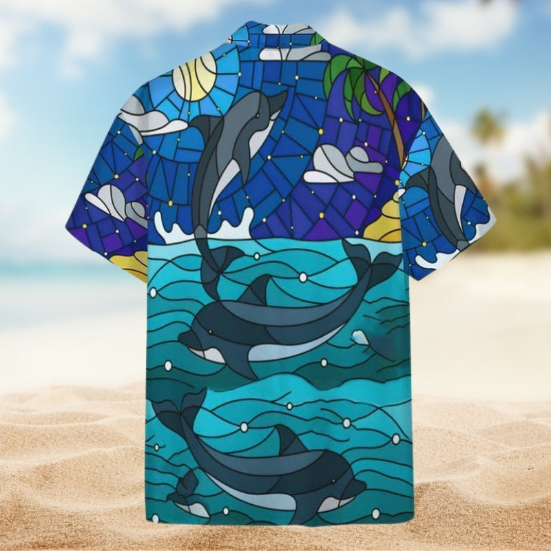 Dolphin Stained Glass Style Limited Edition – Hawaiian Shirt