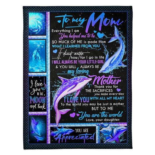 Dolphin To My Mom Turtle You Are Appreciated 50 x 60 Inch Flannel Blanket For Cozy Bedroom And Sofa Decor