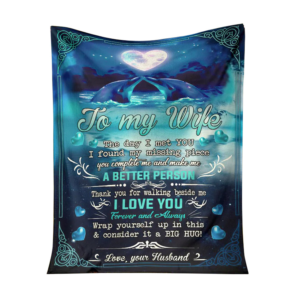 Dolphin To My Wife Dolphin In The Ocean 50 x 60 Inch Flannel Blanket For Cozy Bedroom And Sofa Decor