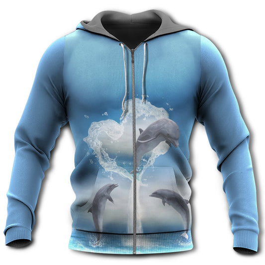 Dolphin Fresh Blue Sky Style - 3D Hoodie