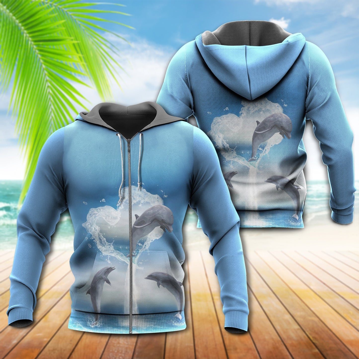 Dolphin Fresh Blue Sky Style - 3D Hoodie