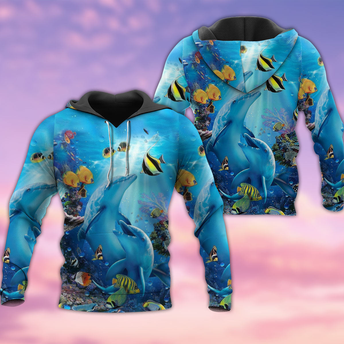 Dolphin Love Ocean Art – 3D Hoodie