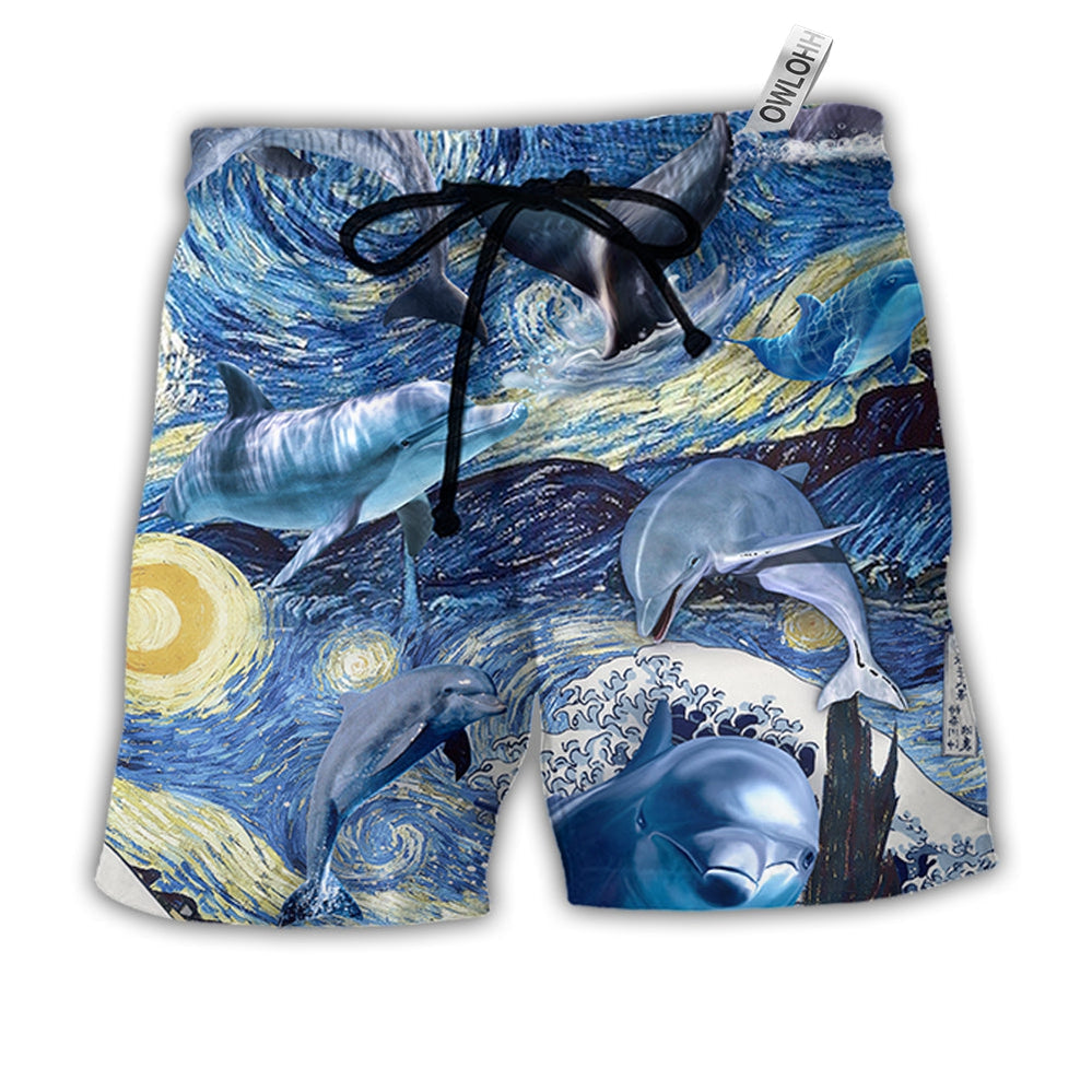 Beach Short / Adults / S Dolphin Love His Friend - Beach Short - Owls Matrix LTD