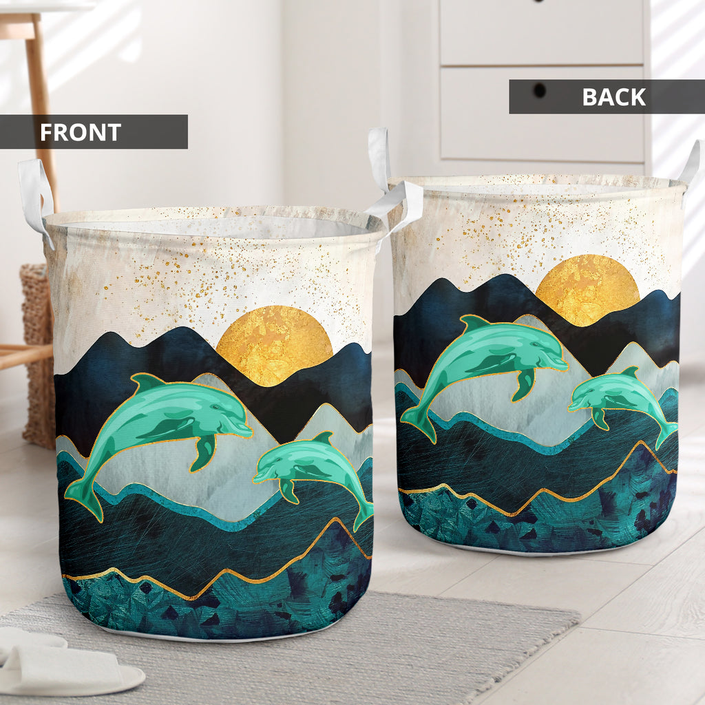 Dolphin's Landscape - Laundry Basket - Owls Matrix LTD