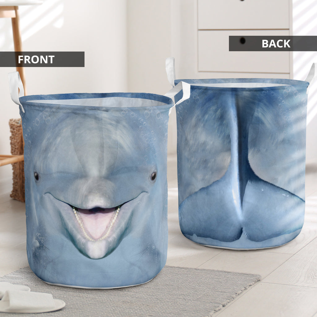 Dolphin Face And Butt - Laundry Basket - Owls Matrix LTD