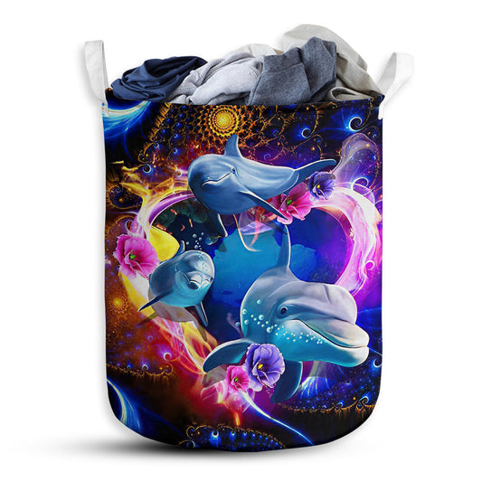 S: 17.72”x13.78” (45x35 cm) Dolphin Mysterious World Basic Style – Laundry Basket - Owls Matrix LTD
