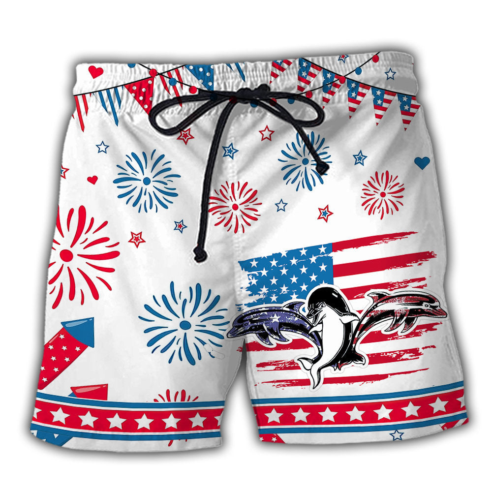 Dolphin Funny America Design – Beach Short