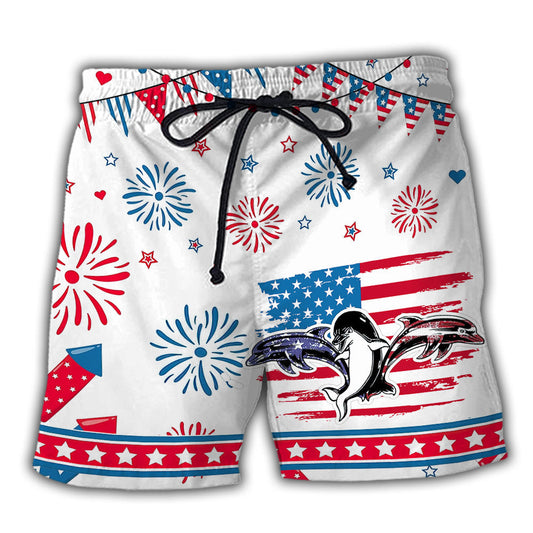 Dolphin Funny America Design – Beach Short