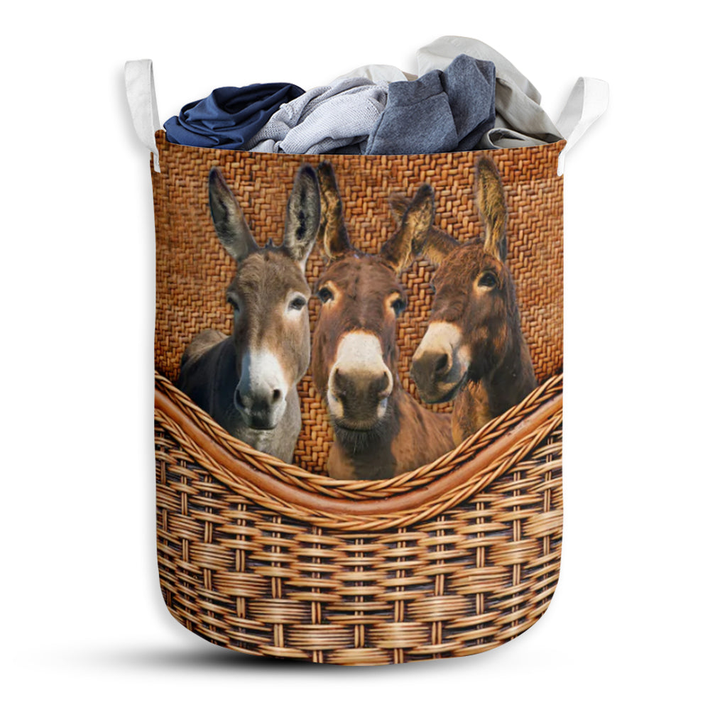 Donkey Rattan Teaxture - Laundry Basket - Owls Matrix LTD