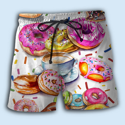 Donut Lover Colorful Fun Art – Beach Short