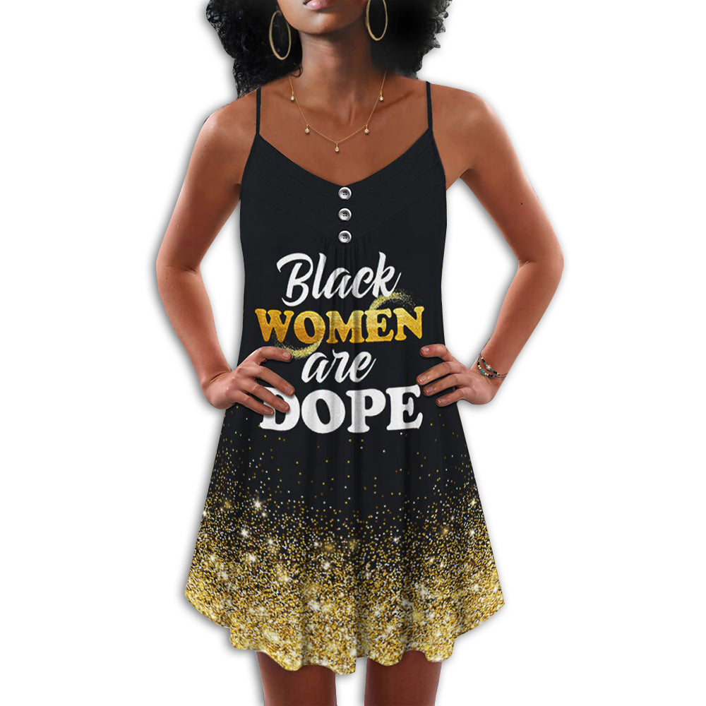 Black Women Empowered Style – Women's Summer Sleeveless V-Neck Camisole Dress