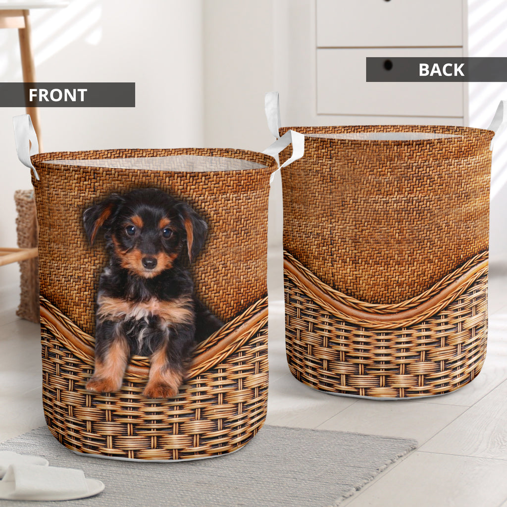 Dorkie Dog RattanTeaxture - Laundry Basket - Owls Matrix LTD