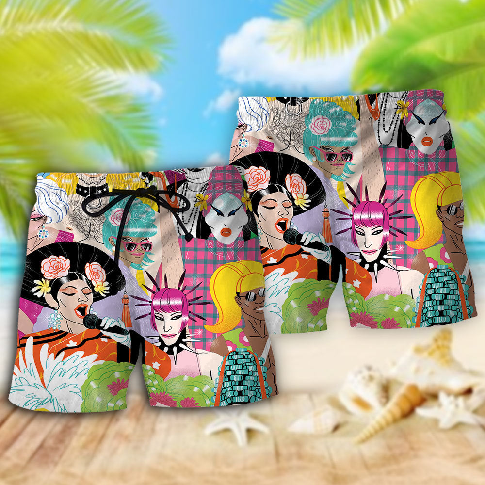 Drag Performer Singing Stage – Beach Short