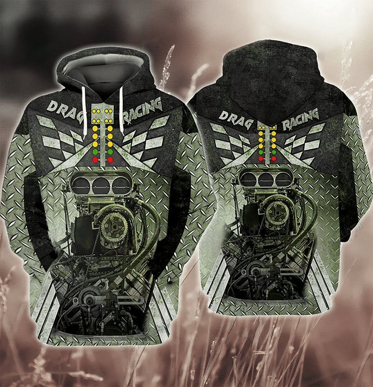 Green Drag Racing Art – 3D Hoodie