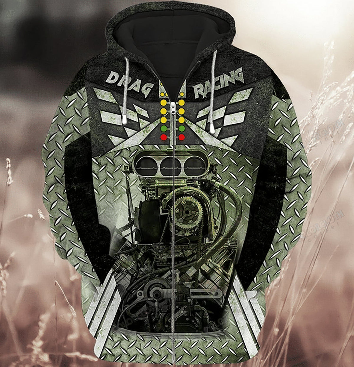 Green Drag Racing Art – 3D Hoodie