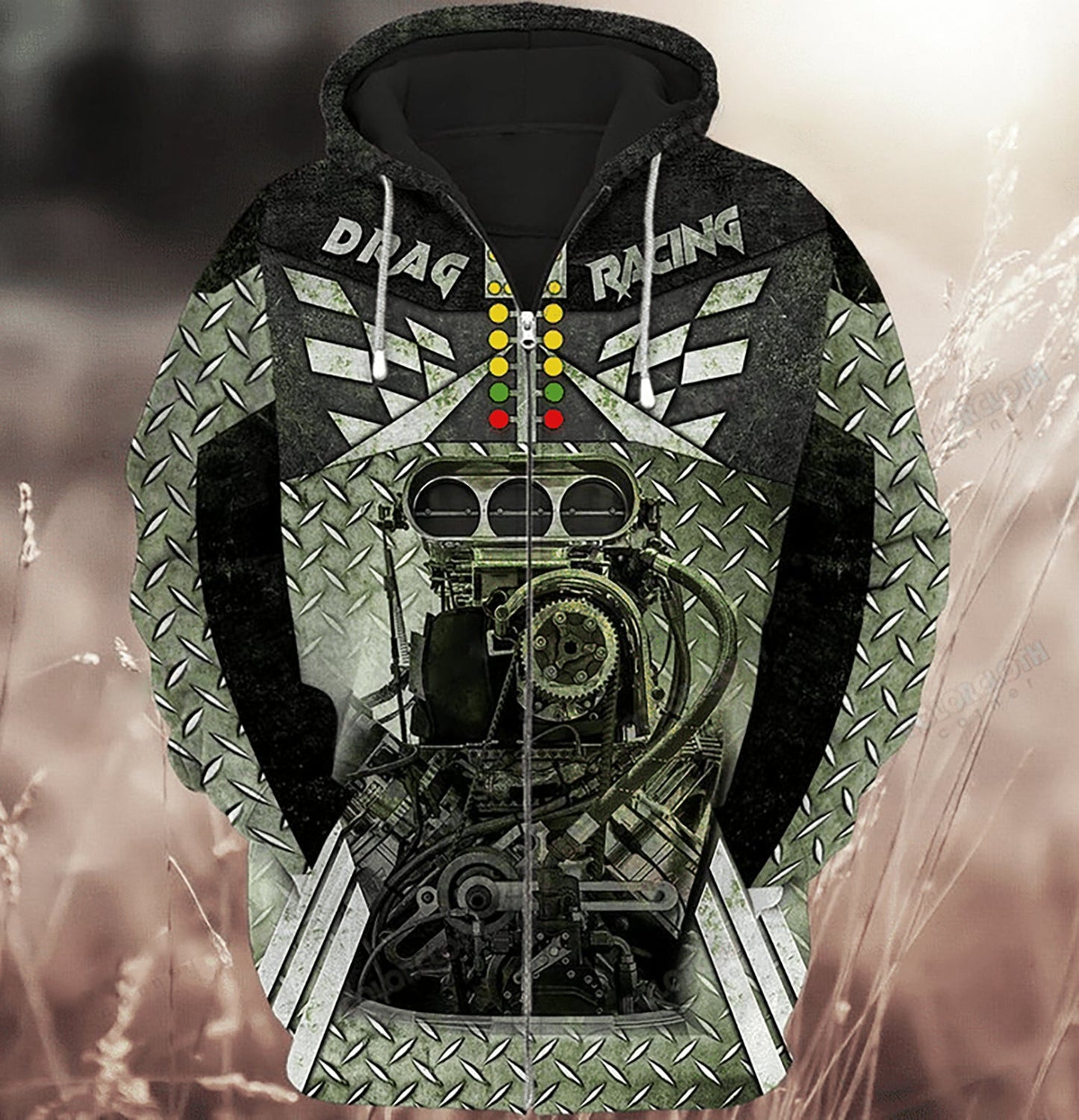 Green Drag Racing Art – 3D Hoodie