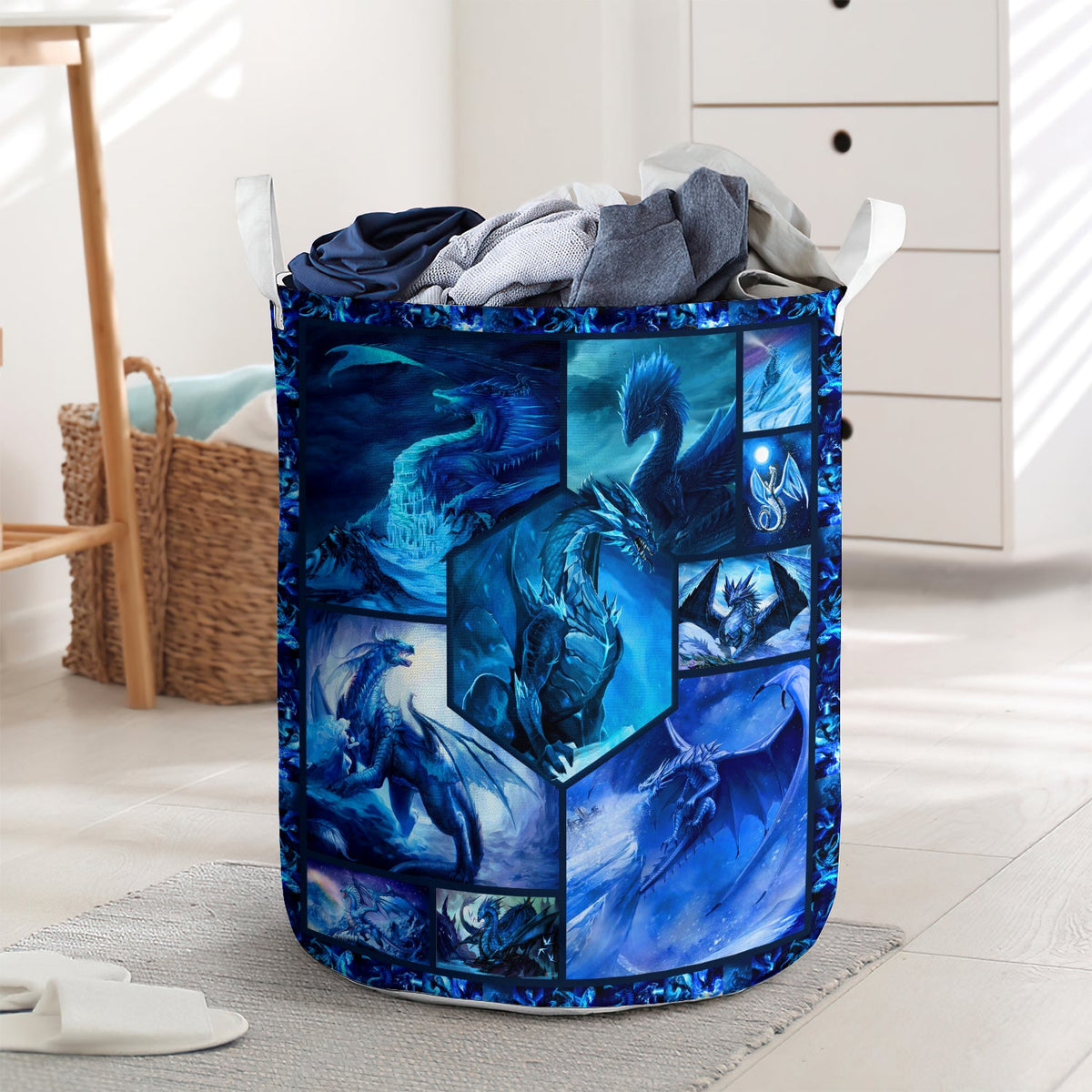 Dragon strong mysterious blue style - Laundry basket - LAUB02LIN010322-Owls Matrix