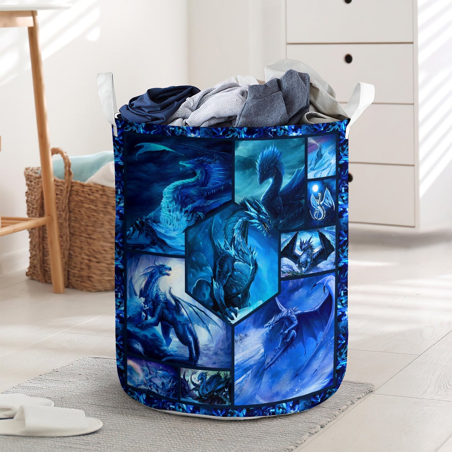 Dragon strong mysterious blue style - Laundry basket - LAUB02LIN010322-Owls Matrix