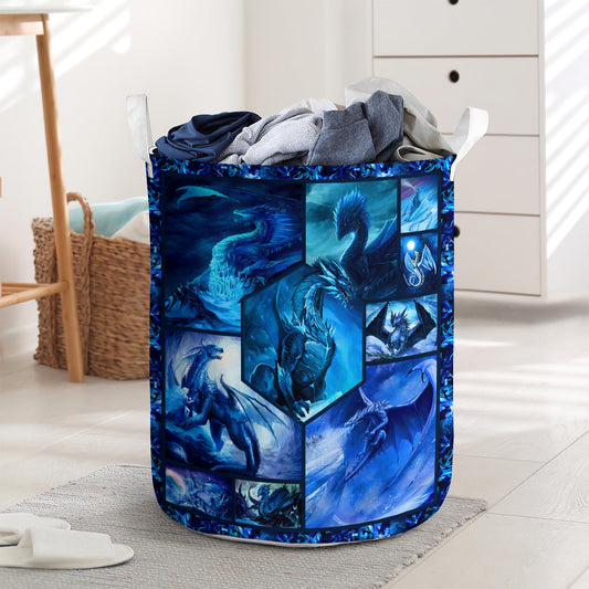 Dragon strong mysterious blue style - Laundry basket - LAUB02LIN010322-Owls Matrix