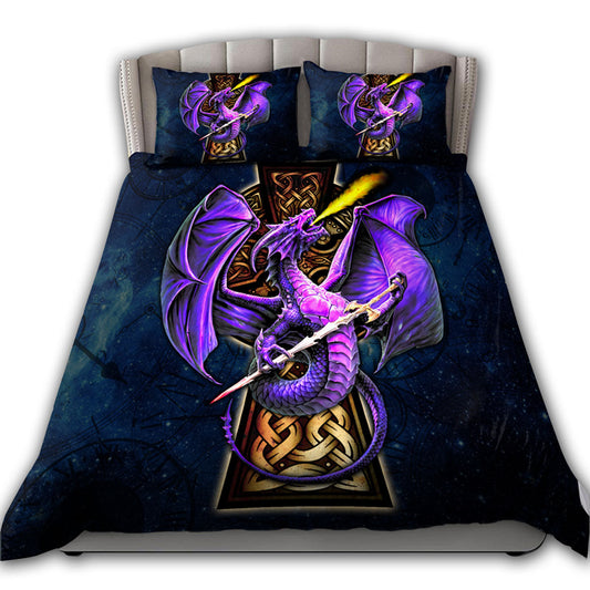 Strong Dragon Battle Bedding Cover For Fantasy Bedroom Decor