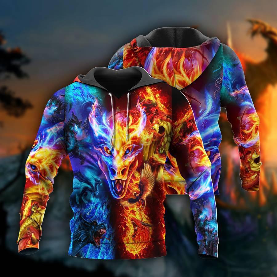 Dragon Fire And Water Limited Art – 3D Hoodie