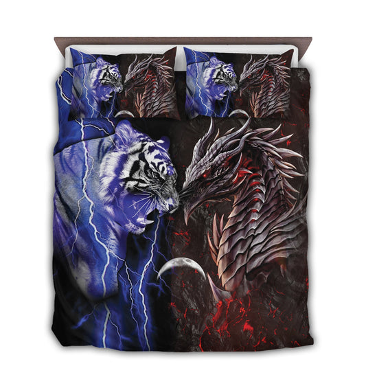 Dragon And Tiger Battle Bedding Cover For Fantasy Bedroom Decor