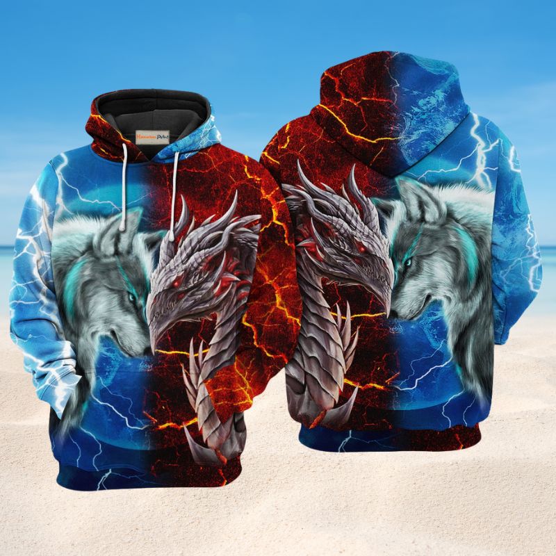Dragon And Wolf Love Life Art – 3D Hoodie