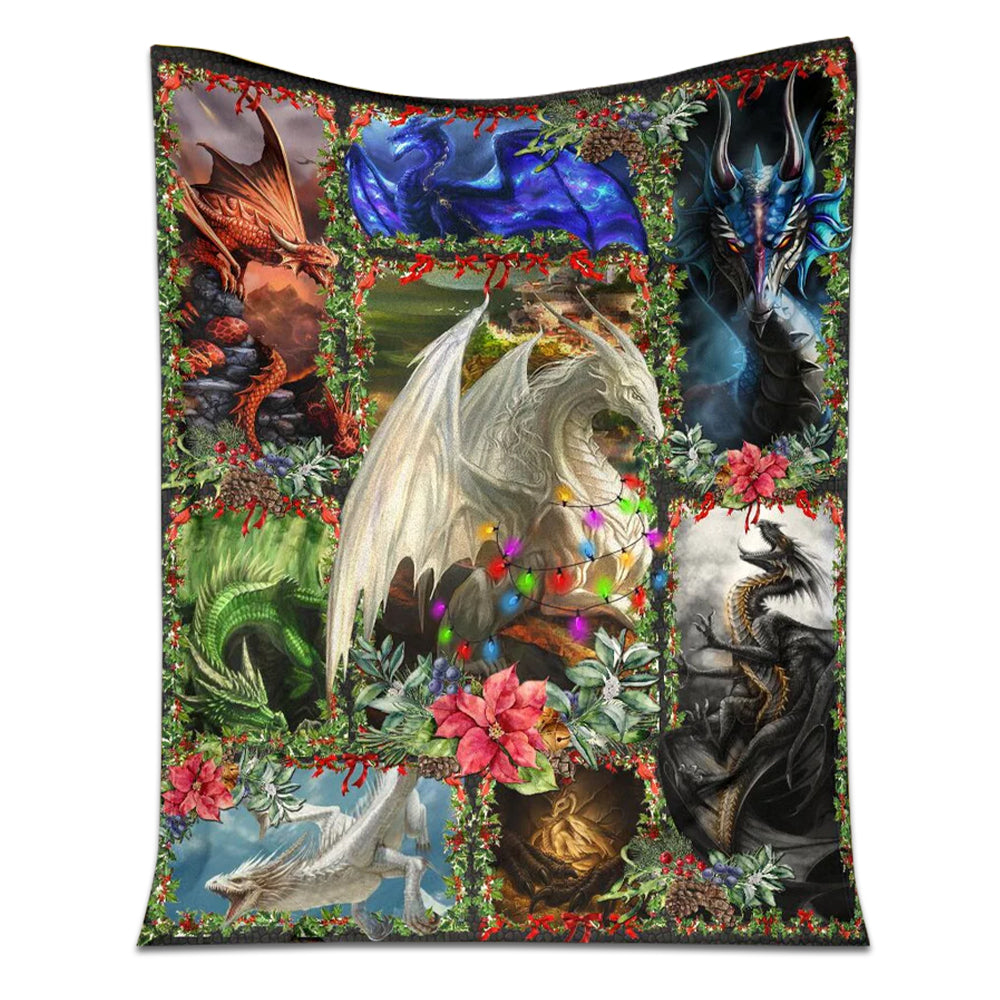Dragon Christmas Love 50 x 60 Inch Flannel Blanket For Cozy Bedroom And Sofa Decor