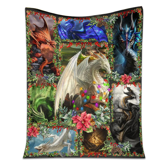 Dragon Christmas Love 50 x 60 Inch Flannel Blanket For Cozy Bedroom And Sofa Decor