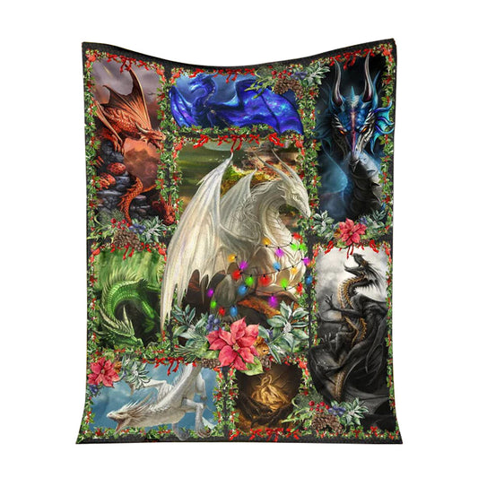 Dragon Christmas 50 x 60 Inch Flannel Blanket For Cozy Bedroom And Sofa Decor