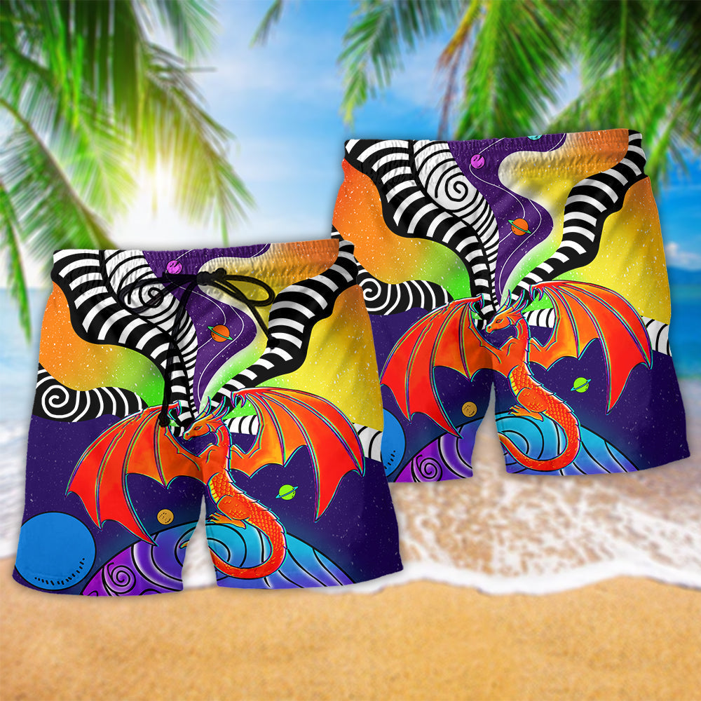 Galaxy Dragon Fantasy Art - Beach Short
