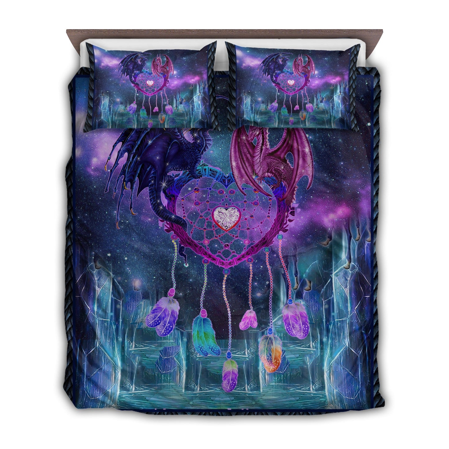 Dragon Couple Dreamcatcher Bedding Cover For Fantasy Bedroom Decor