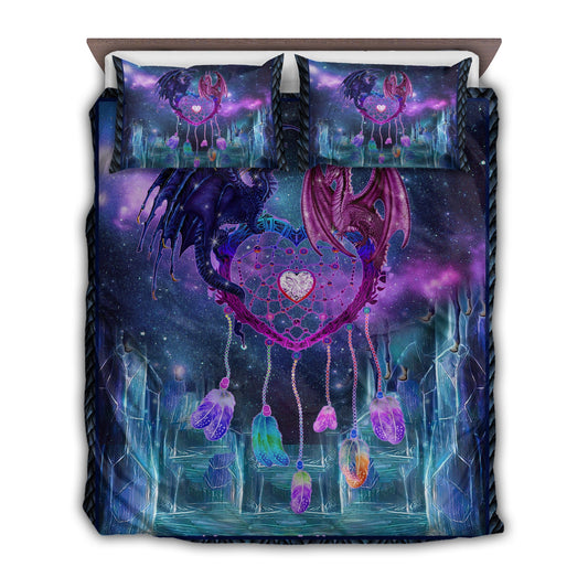 Dragon Couple Dreamcatcher Bedding Cover For Fantasy Bedroom Decor