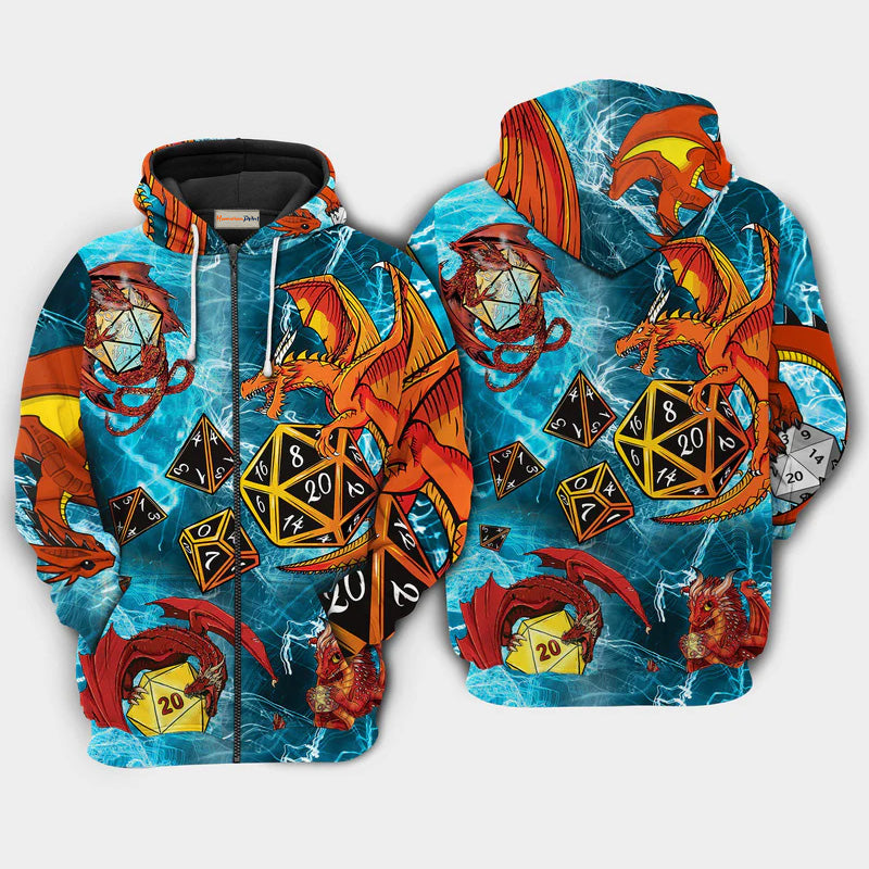 Dragon Fire D20 Love Life Art – 3D Hoodie