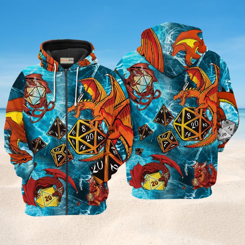Dragon Fire Dice Fantasy - 3D Hoodie