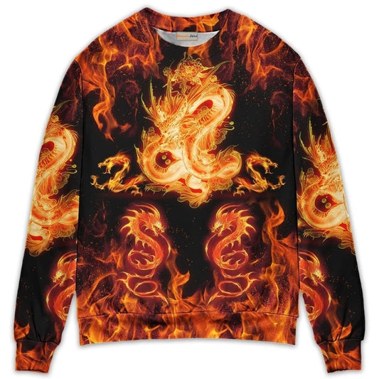 Dragon Fireball Fantasy Madness Art – Sweater - Ugly Christmas Sweater
