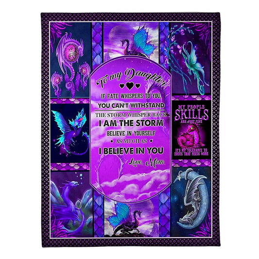 Dragon If Fate Whispers To You Halloween Mom To Daughter 50 x 60 Inch Flannel Blanket For Cozy Bedroom And Sofa Decor