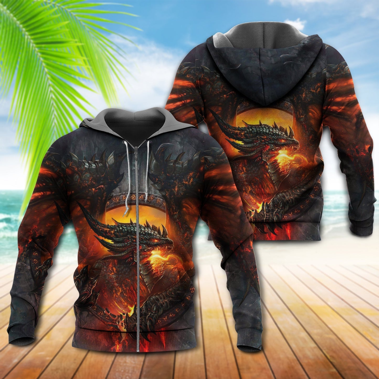 Dragon Lives In Fire Fantasy - 3D Hoodie