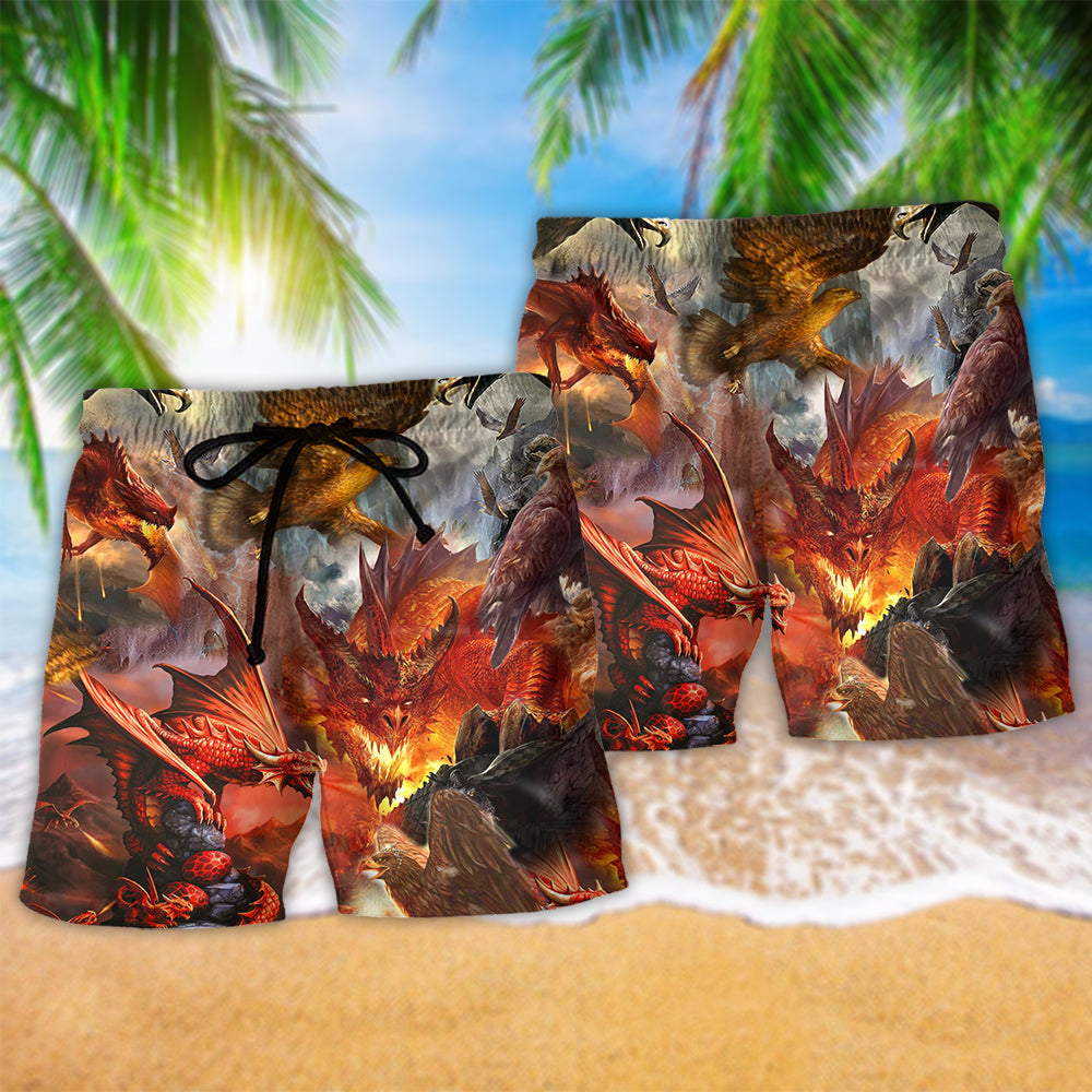 Dragon Love Life Fire Art – Beach Short