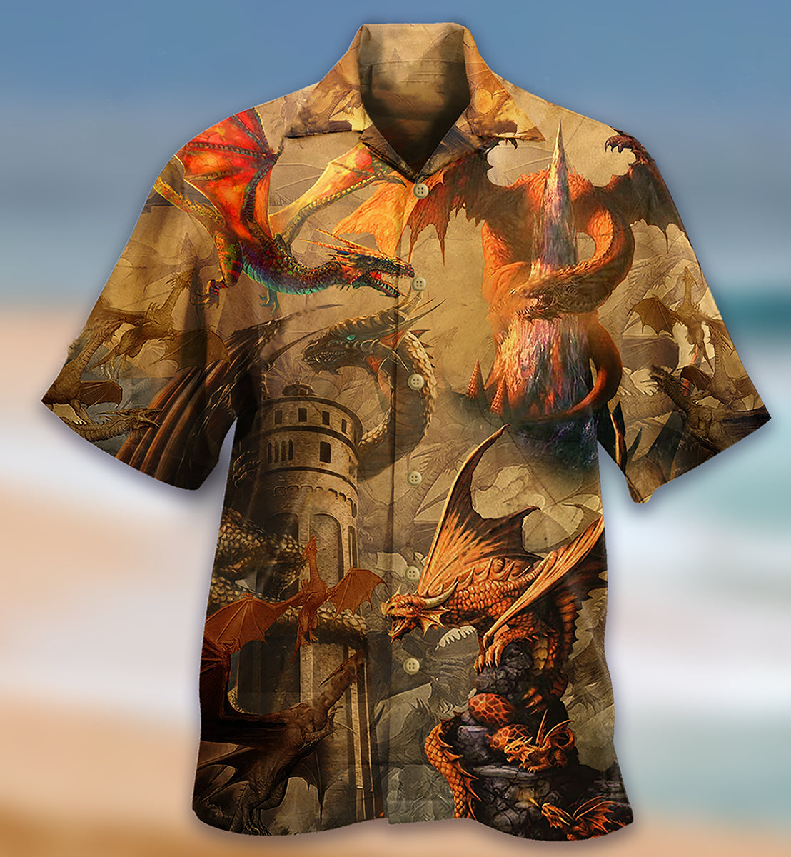 Dragon Love Castle Romantic Life Design - Hawaiian Shirt
