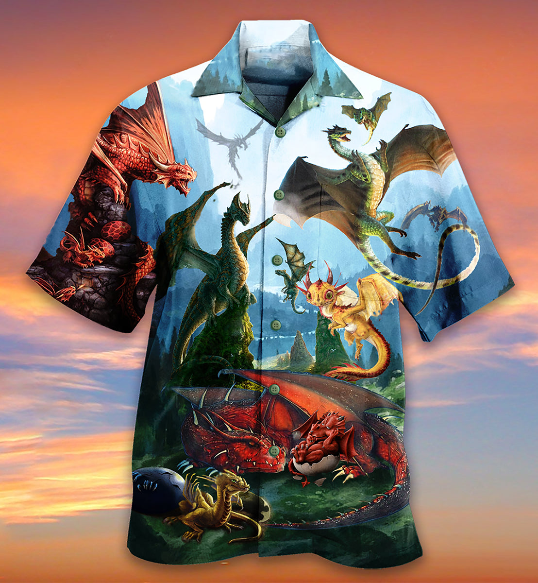 Dragon In The Forest Love Life Vintage Style - Hawaiian Shirt
