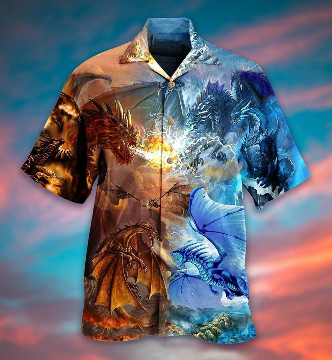 Epic Dragon Combat Vintage Art - Hawaiian Shirt
