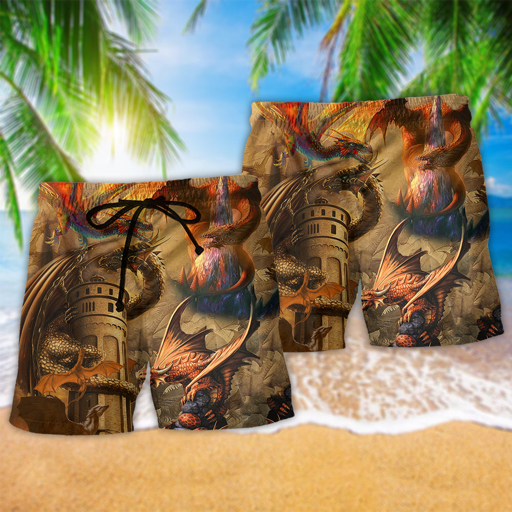 Vintage Dragon Love Life Art – Beach Short