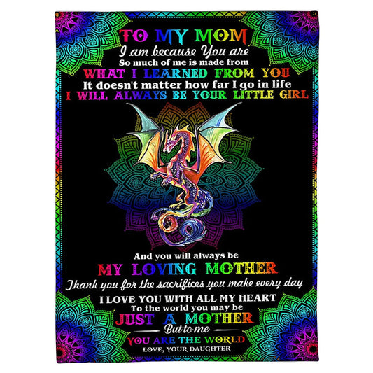 Dragon Love To My Mom Dragon Thank You 50 x 60 Inch Flannel Blanket For Cozy Bedroom And Sofa Decor
