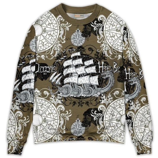 Dragon Old Ship Vintage Anchor Art – Sweater - Ugly Christmas Sweater